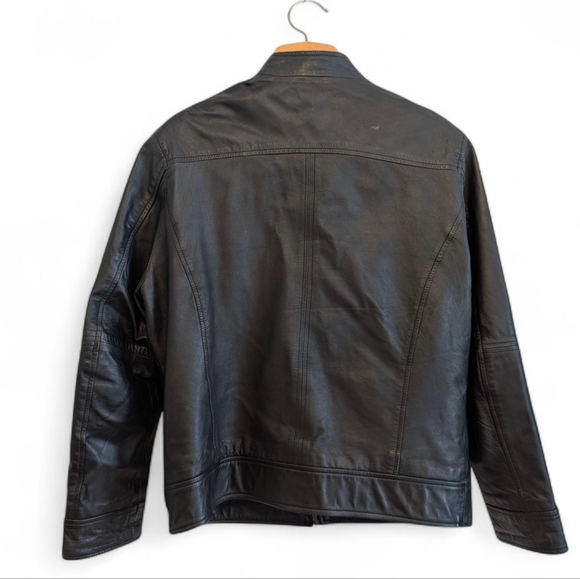 LEATHER BIKER Laverapelle Black Jacket Moto Standup Collar Bomber XL - Picture 5 of 16